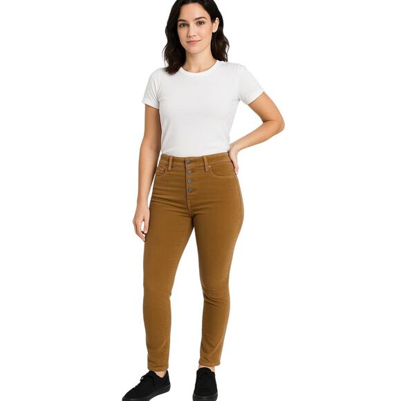 Levi's 721 Corduroy High Rise Button Fly Skinny Ice Coffee Brown Jeans Waist 26 - Picture 1 of 10